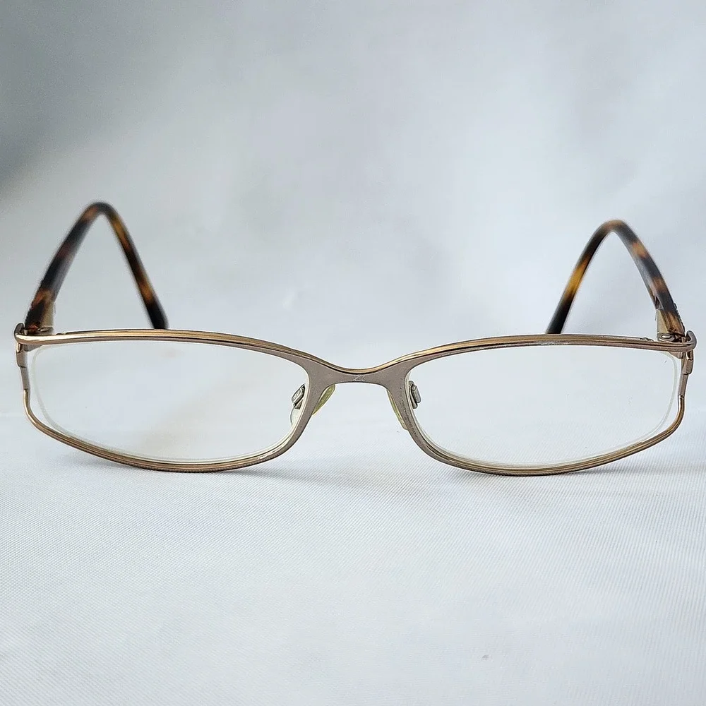 Donna‎ Karan DK 3536 Gold Tortoise Oval Semi Rimless Eyeglass Frames Italy 50-17